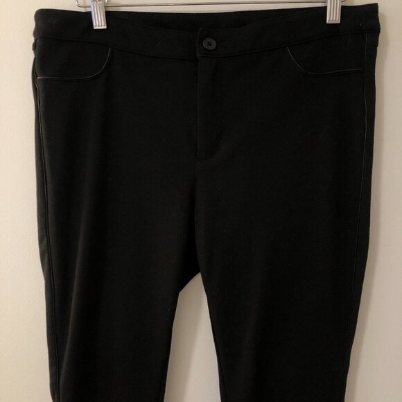 3/$25 ❥Joe Fresh Equestrian Skinny Stretch Pants Faux Leather Trim Size 10 Black - Picture 2 of 11